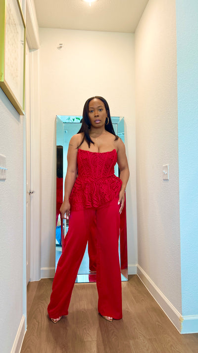 Lady in Red Pant Set
