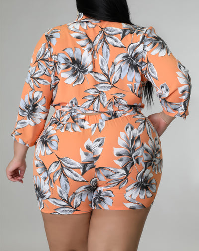 Peachy Cream Short Set (Plus)