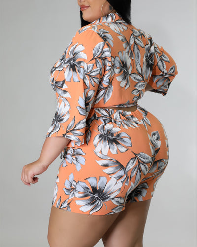 Peachy Cream Short Set (Plus)