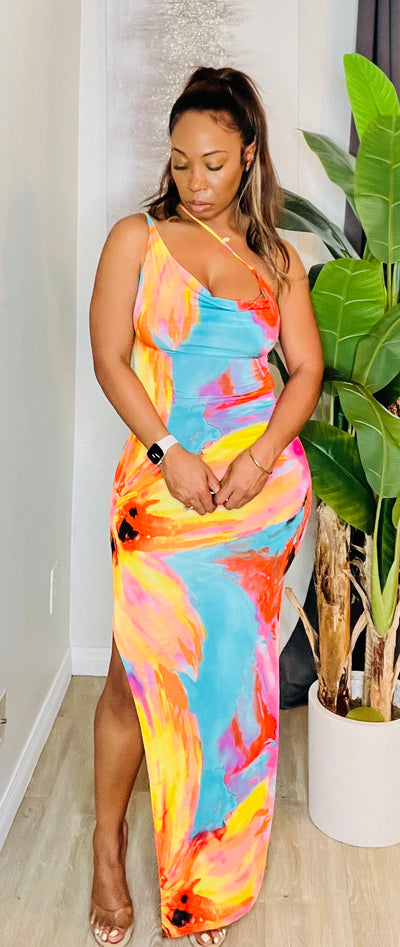 Vestido con ambiente isleño