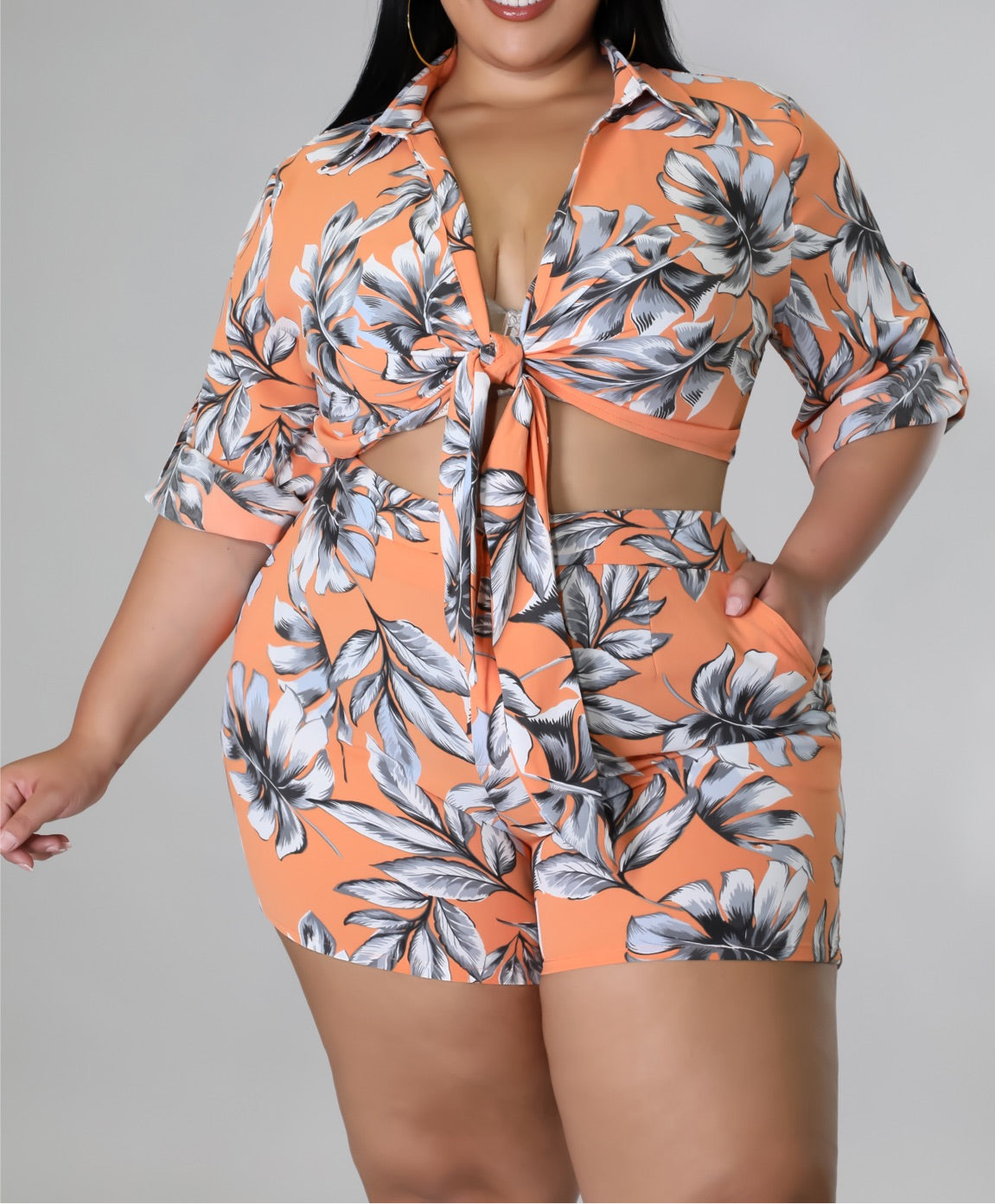 Peachy Cream Short Set (Plus)