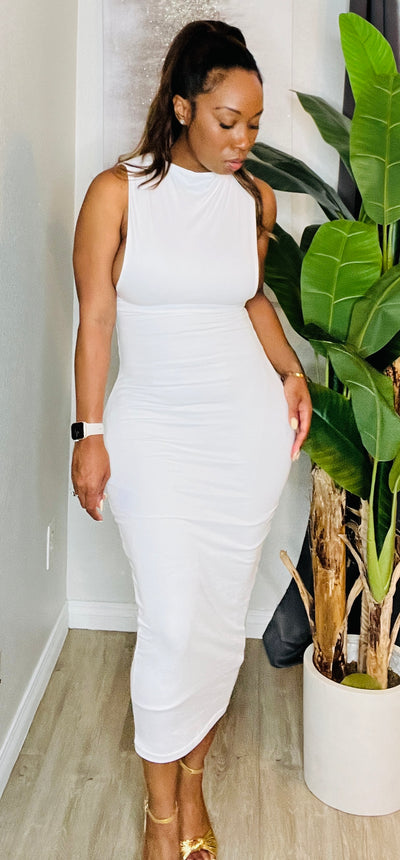 Stretch maxi dress white dress